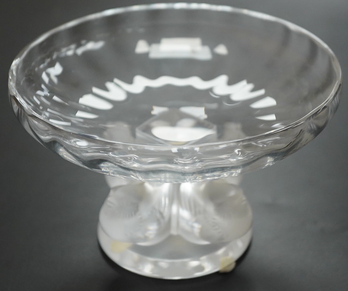 A modern Lalique Nogent pedestal bowl, signed to the base, 14cm in diameter